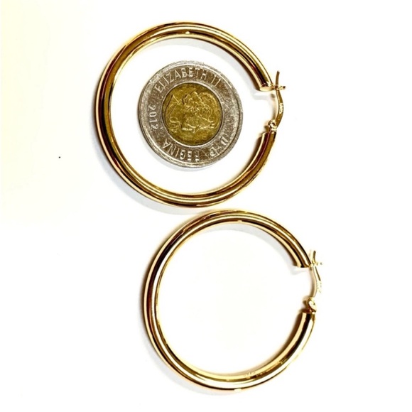 Sterling S925 14K Yellow Gold Plated Classic New Hoop Earrings - Picture 5 of 6